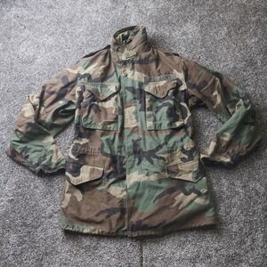 U.S. Army Jacket Mens M Multicolor M-65 Field Jacket Zip Pockets Twill‎